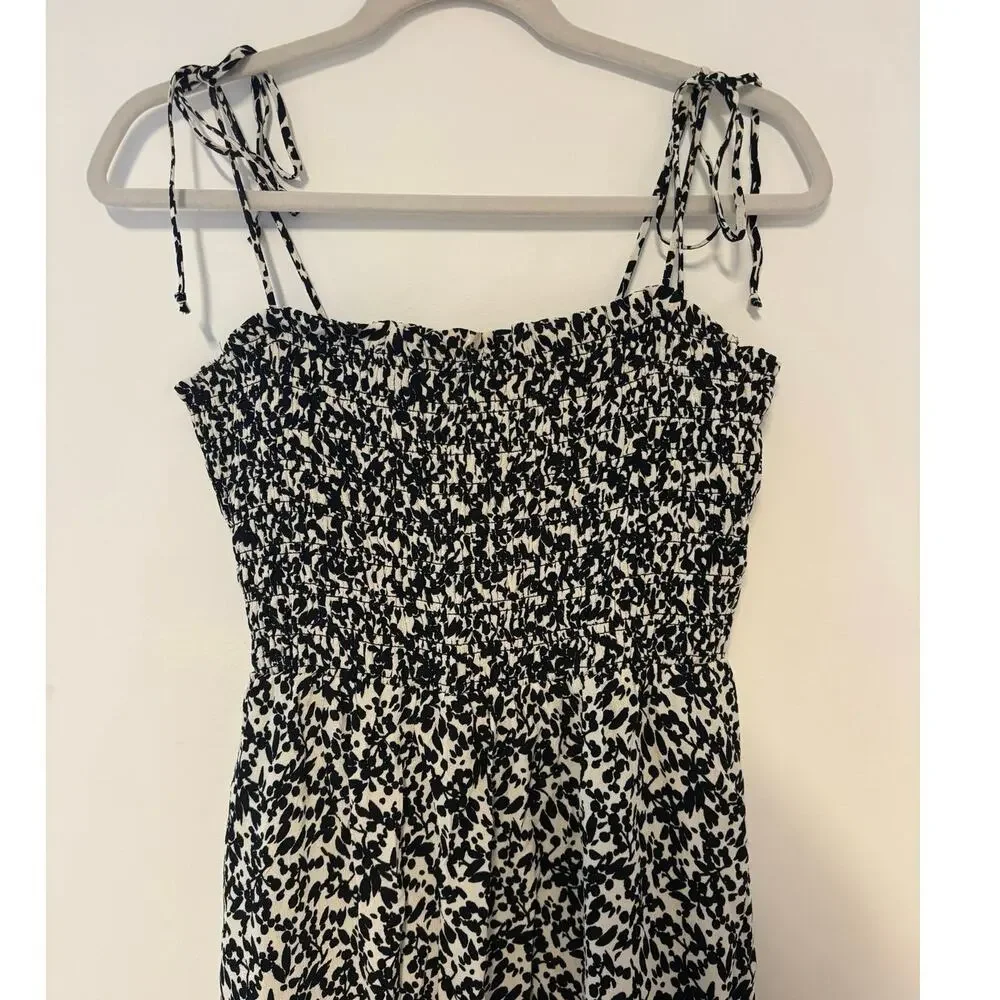 NWT Madewell Tie Shoulder Midi Dress in Floral Black Size 0 - Picture 5 of 9